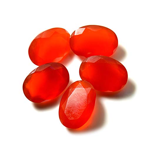Lot de 5 pierres d'onyx rouge naturel d'exception, taille ovale d'une grande finesse
