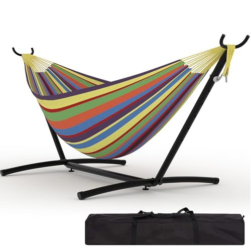 Garvee 2 Person Hammocks with Stand for Outside Double Hammocks Portable Space Saving Heavy-Duty Steel Stand for Indoor Outdoor Patio with Carrying Bag 450 lbs Capacity