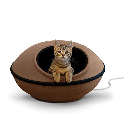K&H PET PRODUCTS Thermo-Mod Dream Pod Heated Pet Bed Tan/Black 22" 4W