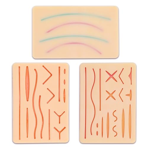 3-Piece Suture Pad, Suture Practice Pad with Various Wound Shapes, Suture Practice Kit, Suitable for Medical, Veterinary Medical Staff Training and Practice (Combination Two)