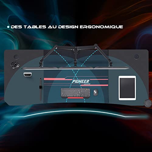 JUMMICO Scrivania Gaming 140 cm, Tavolo da Gioco