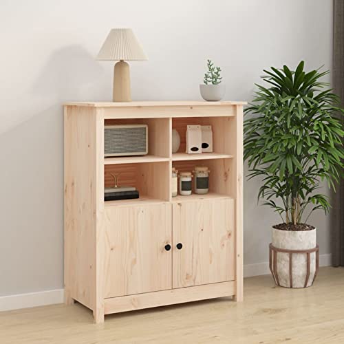 ShCuShan Armario de almacenamiento de madera maciza de pino para sala de estar, aparador de cocina, 83 x 41,5 x 100 cm