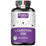 L Carnitina 1000 Integratore - Alto Dosaggio di 180 Capsule - 1000 mg per Dose Giornaliera - Tartrato di L-Carnitina Puro - Vegano, Naturale e Testato in Laboratorio
