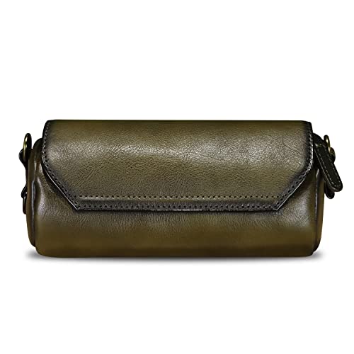 Genuine Leather Satchel For Women Vintage Purse Handmade Handbag Retro Crossbody Bag (Green) #TOP2