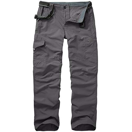 Winebox Walking Hiking Trousers Mens Quick Dry Lightweight Breathable Outdoor Fishing Climbing Travel Cargo Pants(6855-Grey-32)
