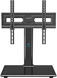 PERLESMITH Universal TV Stand Table Top TV Base for 32 to 55 inch LCD LED OLED 4K Flat Screen TVs-Height Adjustable TV Mount Stand with Tempered Glass Base, VESA 400x400mm, Holds up to 88lbs,PSTVS15