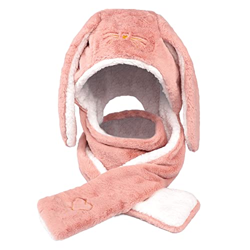 Women Girls Cute Panda Animal Winter Hats 3 in 1 Warm Plush Hoodie Cap Paw Gloves Mitten Scarf Set2