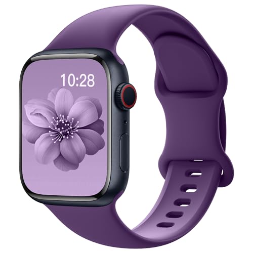 Image of Sport Silicone Band Compatible with Apple Watch Bands 40mm 38mm 41mm 44mm 45mm 42mm 49mm Women Men,Soft Wristband Waterproof Replacement Sport Strap for iWatch Bands Series 9 8 7 6 5 4 3 2 1 SE Ultra