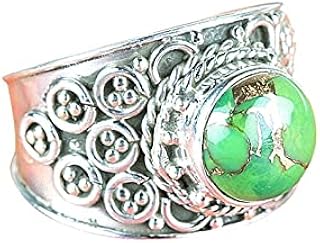 Green Copper Turquoise Ring, Oval Turquoise Ring, Turquoise Ring, Promise Ring, Solid Sterling Silver Ring, Turquoise Jewelry, Mohave Turquoise, Bohemian Ring, Gift For Wife