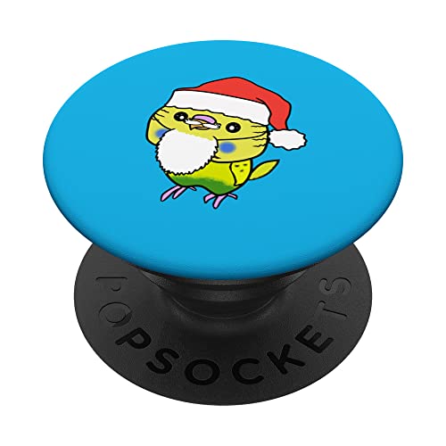 Christmas Parakeet Budgie PopSockets Swappable PopGrip, Black