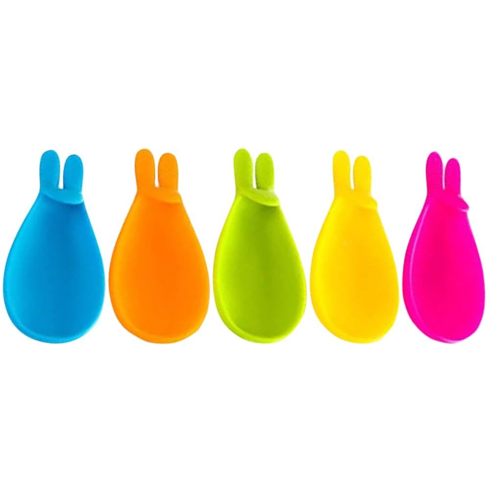 5 Pièces Porte-Sachet De Thé En Silicone En Forme De Lapin, Repose-Cuillère Compact Et Coloré Pour Maison Et Bureau, Accessoire De Thé Pratique Et Décoratif