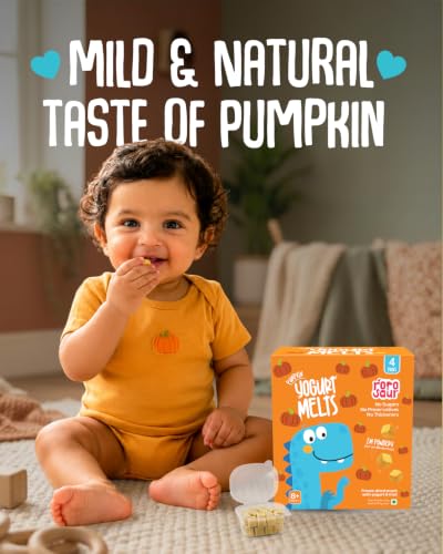 Image of Rorosaur Baby Snacks - Melts with Yogurt and Fruit & Veggie for 7+ Months | 4 Packs of Pumpkin Melts | Finger Food for Toddlers | No Sugars, No Preservatives, No Binders | 4 Variants 5g each
