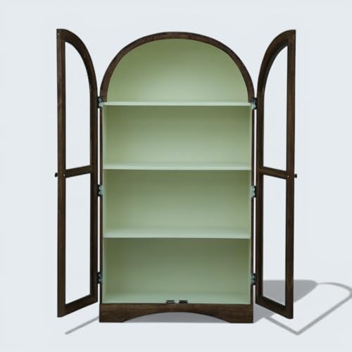 Image of Archies 2 Door Display Cabinet Crockery Cabinet Wooden Multipurpose Cabinet Scratch Resistant Tubaq and Off White Finish Mango Wood 80 x 40 x 160 cm