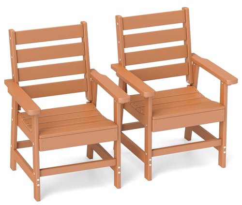 Image of GREENVINES Outdoor Dining Chairs Set of 2 | HDPE | Patio Chair | All-Weather | Teak