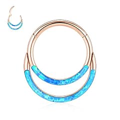 Style6:1pc Rose Gold+Blue Opal Double Hoop