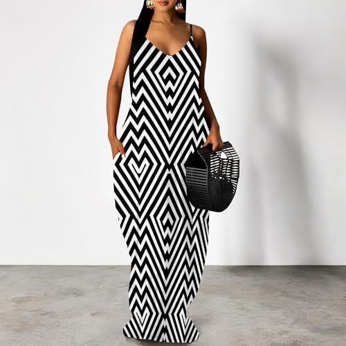 Image of SUZONANA Women's Plus Size Summer Dresses Spaghetti Print Midi Dresses Long Loose Sundresses