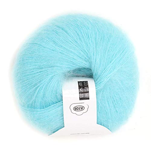 Image of Popular Soft Mohair Knitting Angora Wool Yarn For Diy Knitting (With A Crochet)(07 Water Blue)