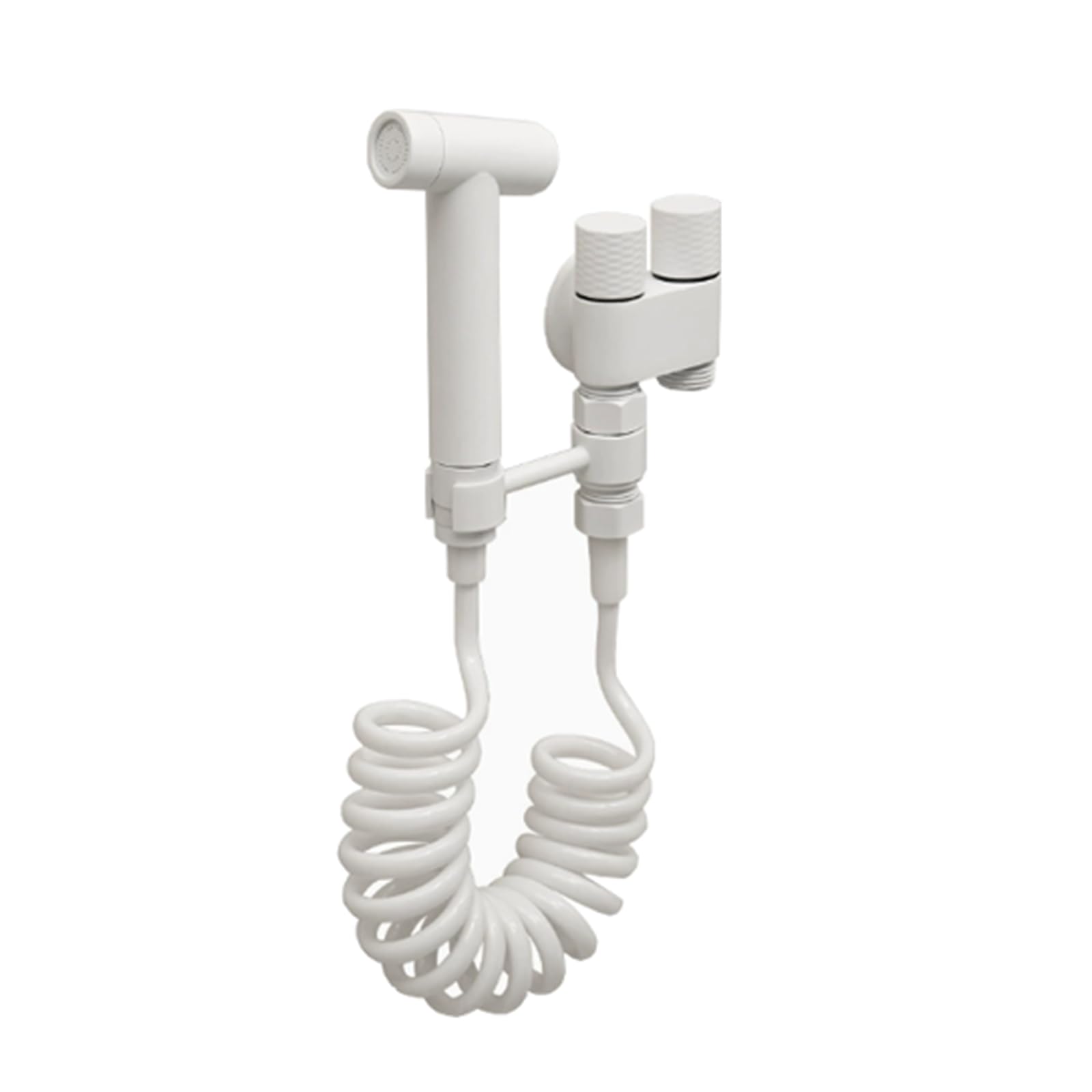 Duchas Higienicas para Wc Grifo de Bidet con Manguera 3M de Latón Uno Entra Dos Salen Set Blanco