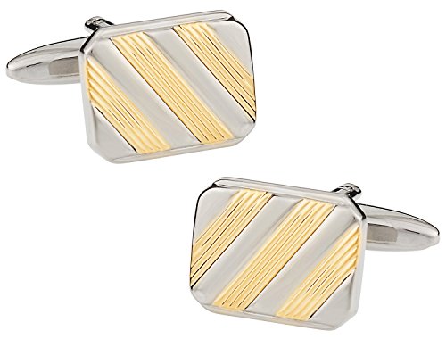 Mancuernillas Cuff-Daddy Bicolor Plata y Oro con Caja miniatura 1