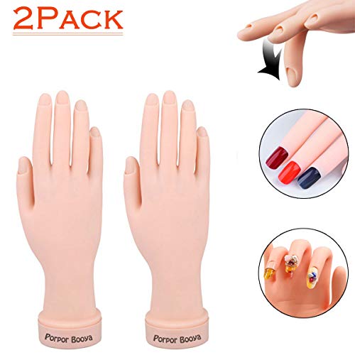2 Pack Practice Hand for Acrylic Nails, Fake Hand for Nails Practice, Flexible