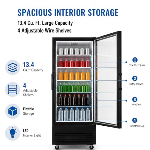 Image of Garvee 13.4 Cu. Ft. Commercial Glass Door Display Refrigerator