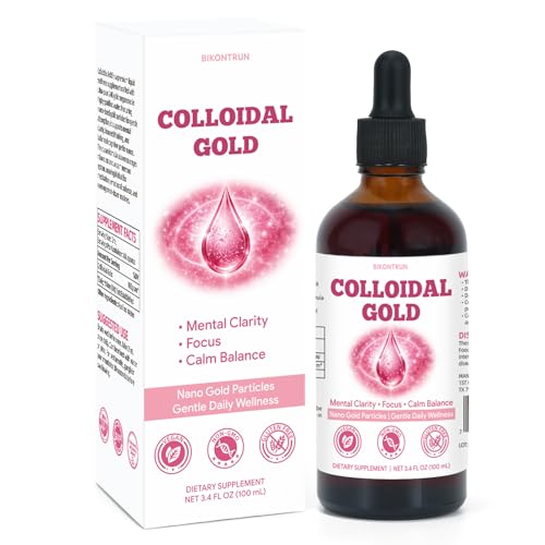 Colloidal Gold 3.4 oz Liquid 24K Pure Gold Nano Particles Easy to Use 100ppm Colloidal Gold Support Focus for Consistent Daily Energy