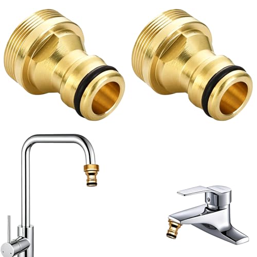 HAFRILY 2 Stück Adapter Wasserhahn Gartenschlauch Schlauchadapter 22-24mm Schlauchanschluss Wasserhahn Adapter Wasserhahn für Garten Schnellkupplung Gartenschlauch Anschluss (2 Aluminium)