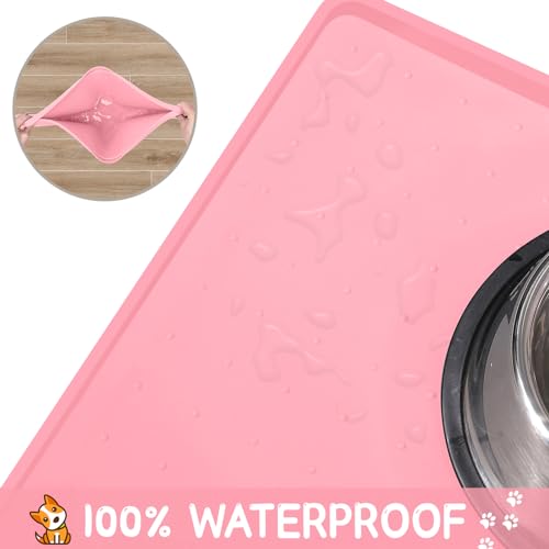 image for MateeyLife Silicone Cat & Dog Food Mat for Floors Waterproof, Anti-Sli