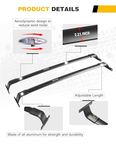 Image of 220lbs Cross Bar Roof Rack Fit for GMC Acadia 2017-2023 Cargo Carrier Crossbar Rooftop Accessories (with Side Roof Rails)