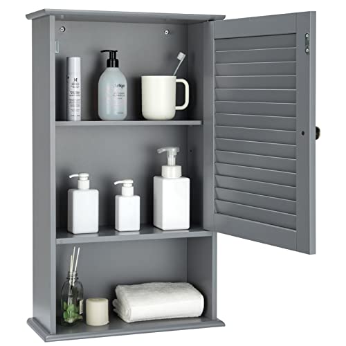 LIFEZEAL Armoire de Salle de Bain Murale avec 3 Étagères de Rangement, 42 x 17 x 70 CM,Meuble de...
