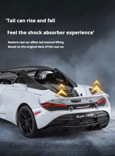 Image of 1:32 Scale McLaren 720s Convertible Alloy Pickup Car Toy Metal Pull Back Diecast Car with Openable Door and Sound Light, Gifts Toys for Kids【White】