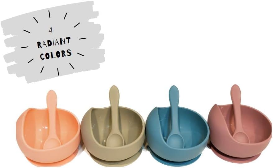 Miniatura 4 de Tazón de succión de silicona para bebés con cuchara (PINK)