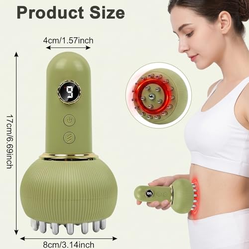 Image of HANNEA Lymphatic Drainage Massager & Anti-Cellulite Tool for Legs, Arms, Belly Sculpting Machine 4-in-1 Electric Cupping Massager with Heat Reduces Stretch Marks Rechargeable Green
