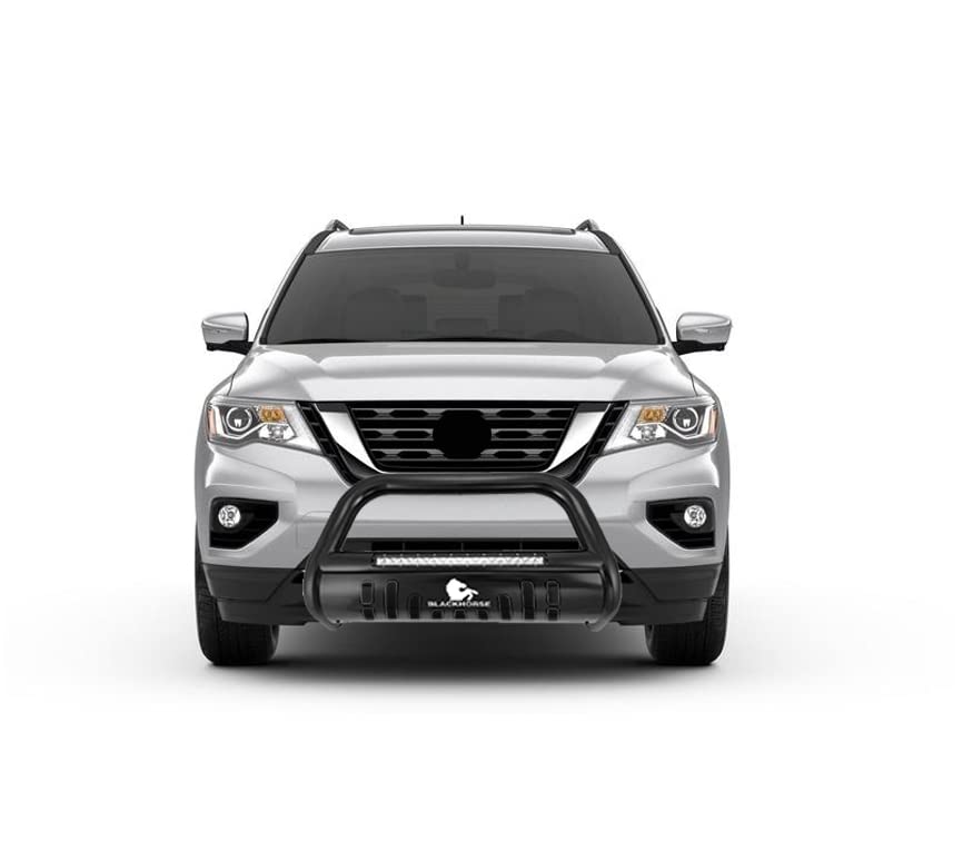 Image of Black Horse Beacon Bull Bar Skid Plate Black Compatible with 2013-2021 Nissan Pathfinder-BE-A1802B