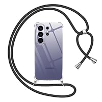Pnakqil Handyband für Samsung Galaxy S26 Ultra Hülle mit Band, Transparent Weich Silikon mit Kordel Necklace Schnur Anti-Fall Bumper Schutzhülle Case Kompatibel mit Samsung S26 Ultra 6,9\, Schwarz