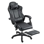 Panana Gaming Racing Desk Chair Adjustable Hight Swivel Chair with Lumbar and Head Pillow (Black)