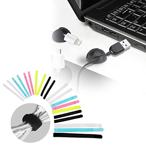 Avantree Cable Management Set: 20 Pcs Cable Ties Straps Cord Organizer (Pack Of 1) And 15 Pcs Durable Adhesive Cord Holders Cable Clips (Pack Of 1) For Headphones Phones Electronics Pc Wires #TOP1