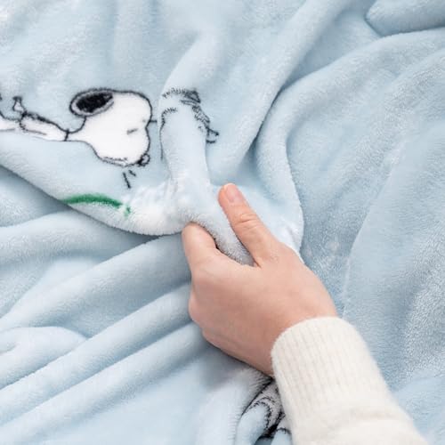 Image of Berkshire Blanket Peanuts VelvetLoft Cute Character Snoopy Plush Throw Blanket,Peanuts Snoopy Make A Wish Spring Blue,Throw 55 in x 70 in (Official Peanuts Product)