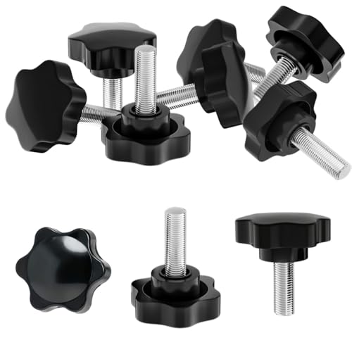 Sctmda Vis de Serrage M8x20 mm - 12 Pièces Bouton Moleté à Filetage avec Tête en Plastique - Poignée Étoilée Noir pour Machine