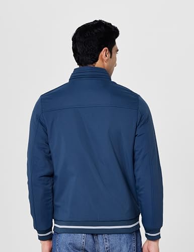 Image of Qube By Fort Collins Men's Light Winter Jacket - Lightweight Bomber Jacket for Men | Full Zip Warm All-Season High Neck Jacket with Stand Collar & Zip Pockets for Winter Wear, Travel & Daily Use