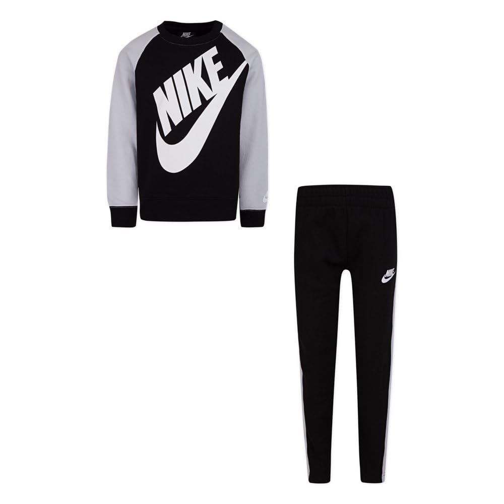 Nike Boys Black Oversized Futura Crew Tracksuit In - 3 Yrs