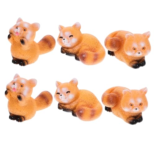Lurrose 6個 ミニチュアレジン製小熊猫フィギュア 可愛いリアル動物模型 デスクトップやマイクロ風景用装飾品 軽量耐久でなミニオーナメン