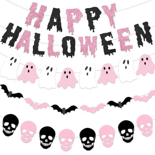 Pastel Halloween Decorations, Pink and Black Halloween Decoration...