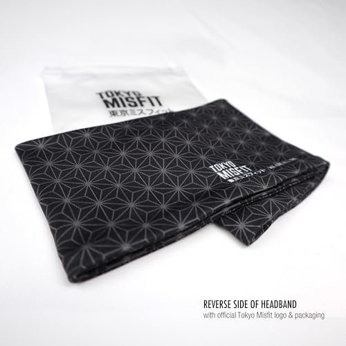 Image of Tokyo Misfit Japanese Headband Men & Women Sweat band (Asanoha-Black-Small) | Japanese patterns, Moisture wicking, Cooling headband, Breathable stretch fabric, Workout, Running, Exercise, Sports, Yoga