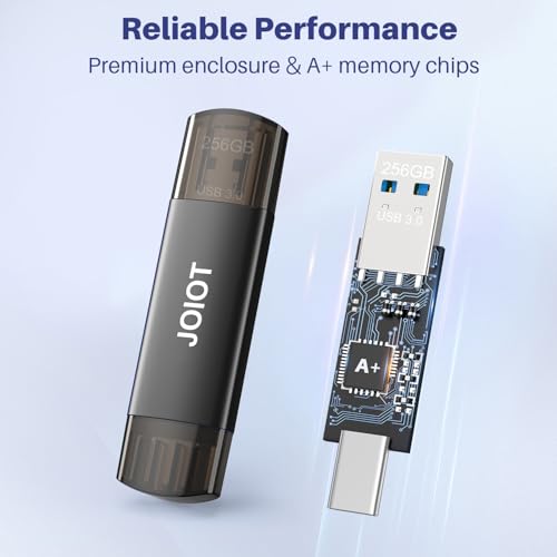 Image of JOIOT 128GB USB C Flash Drive Dual USB 3.0 Flash Drive Type C + USB A Portable Type-C Flash Drive 2-in-1 USB-C Thumb Drive for Smartphone Tablet Computer Mac iPhone 15 Black (Pack of 3)