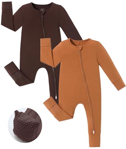 Image of JunNeng Viscose from Bamboo Sleeper with Mittens, 2 Way Zipper Baby Boy Pajamas, Non Slip Sleep'N Play Romper