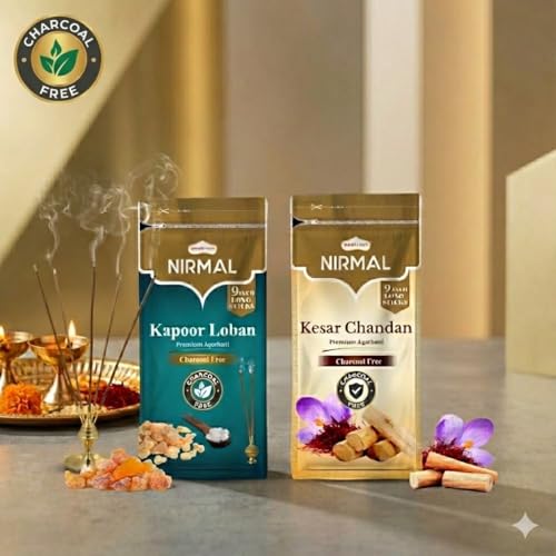 Shubhkart Nirmal Kesar Chandan & Kapoor Loban Agarbatti for Pooja & Spiritual Purpose| Charcoal Free Incense Sticks | Incense Sticks with Refreshing Fragrances| Dual Fragrance Agarbatti Sticks |Diwali