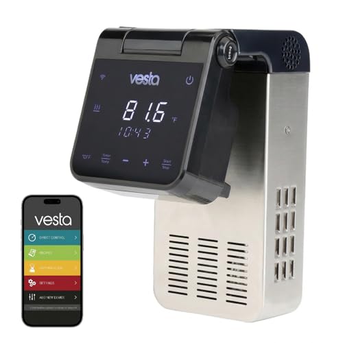 Vesta Precision Fornello a Bassa Temperatura Sous Vide Imersa Elite 1200W con APP di controllo Wi-Fi | Immersione impermeabile IPX7 | Capacità della Pompa 4,5 l/min | Colore nero