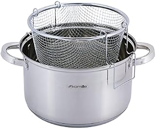 6.5 L Pasta Pot with Strainer, Cooking Pot, Pasta Pot, Soup Pot, Stainless Steel stewing Pot, Induction Spaghetti Pot, Glass lid, Pasta Sieve