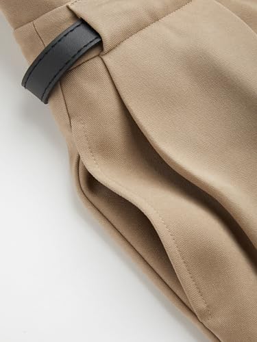 CIDER Wide Leg Pants Work Dress Pants Mid Waist Pleated Pocket Solid Trousers with Belt Business Casual3